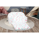 DELSIT Toddler Couch & Kids Sofa - Flip Open Double Sofa - White With Stars